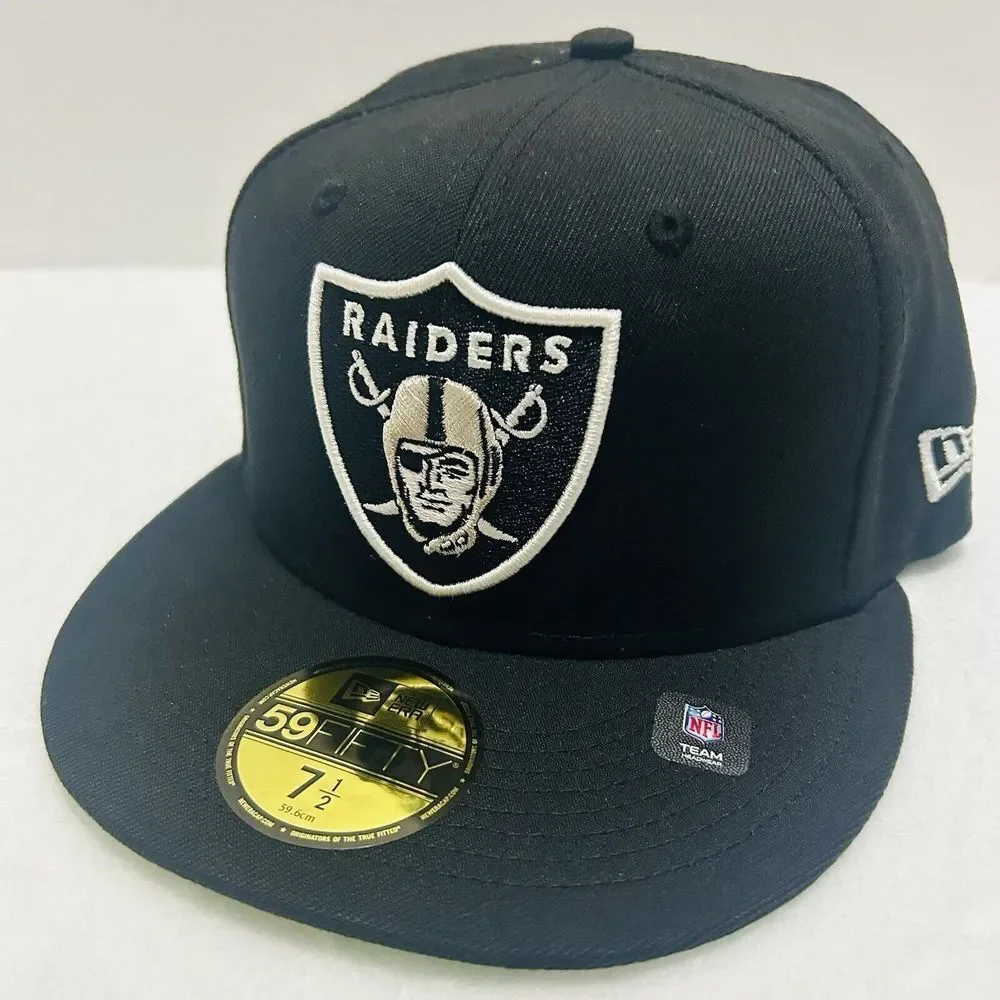 New Era Las Vegas Raiders Super Bowl 18 59FIFTY Fitted‎ Hat Cap Black Sz 7 1/2